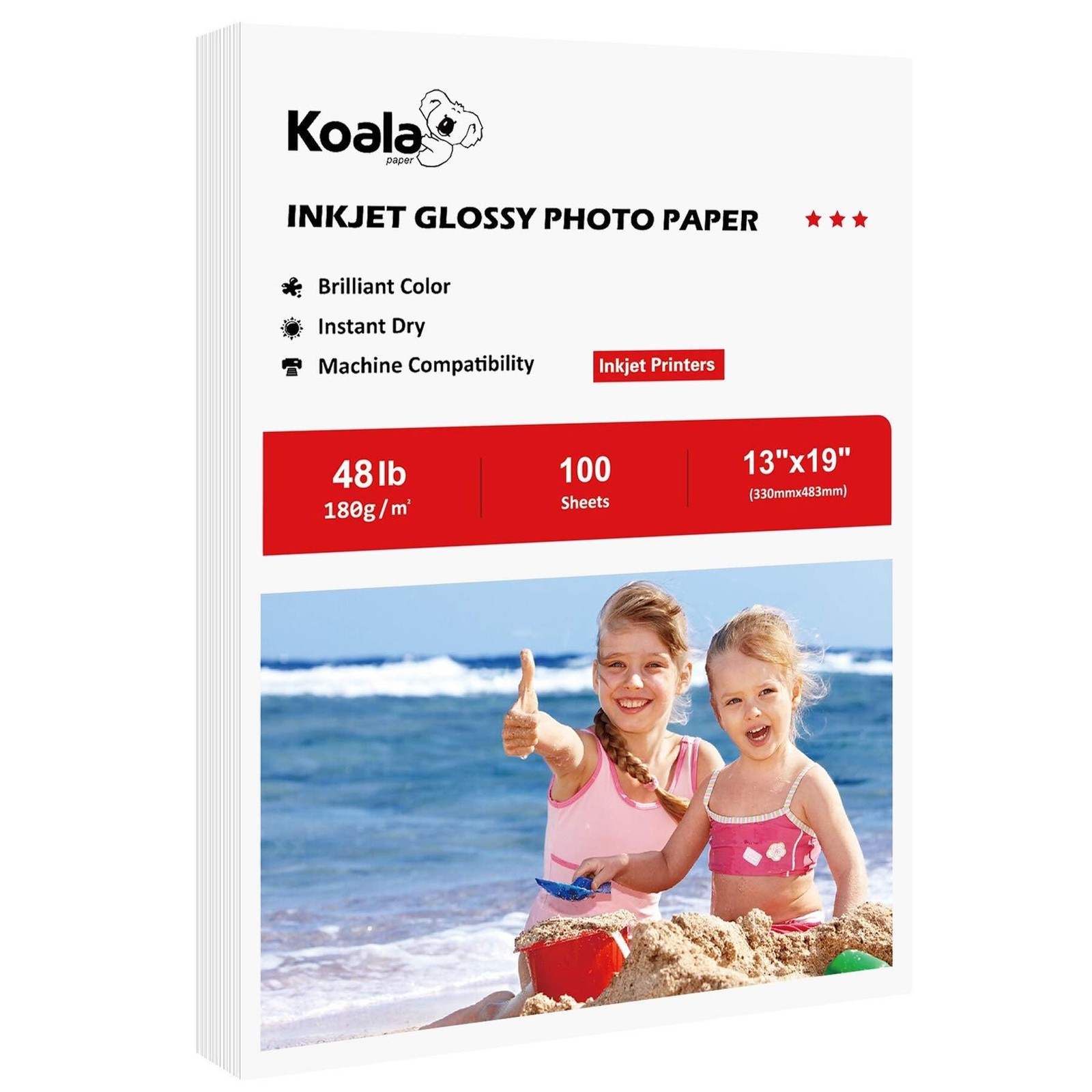 Glossy Inkjet Photo Paper 13X19 Inches 48lb 100 Sheets