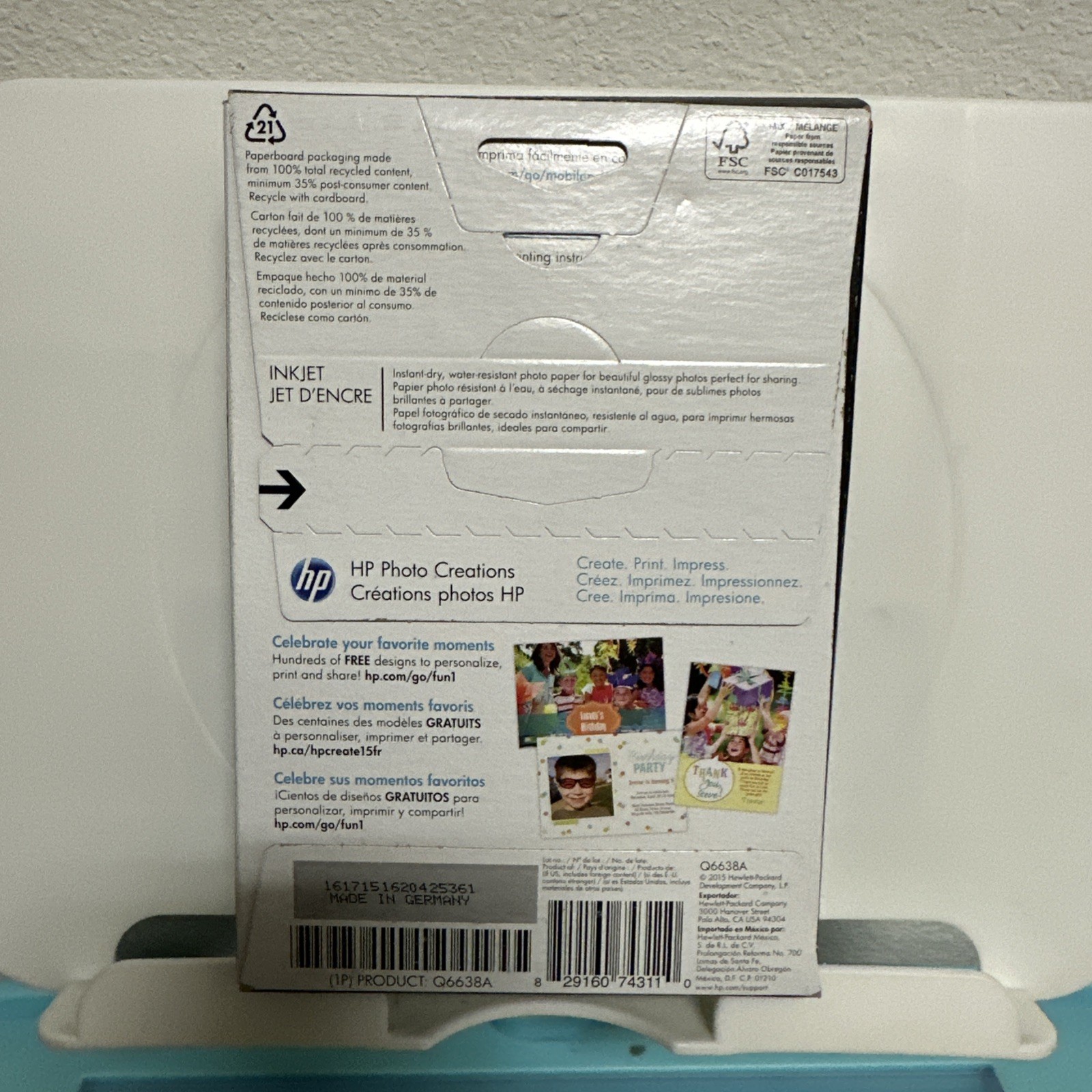 Hewlett Packard Q6638A 4 x 6 inch Glossy Printer Paper – 100 Sheets
