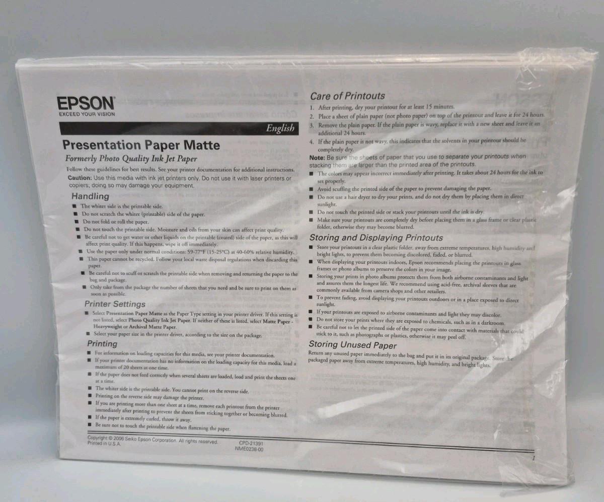 EPSON Presentation Paper MATTE Inkjet S041062