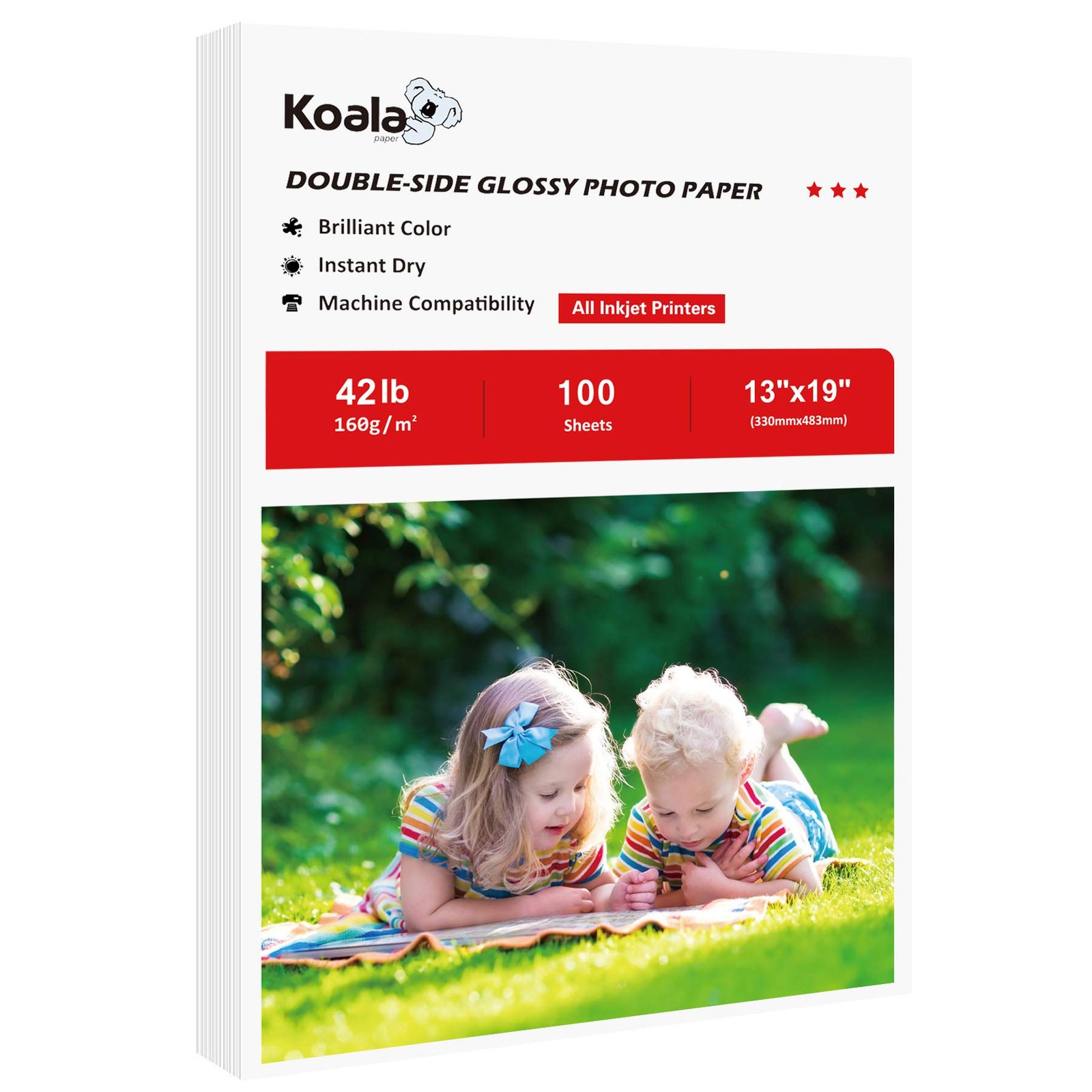 100 Sheets Koala Brochure Paper 13×19 Inch Double Side Glossy Photo 42LB