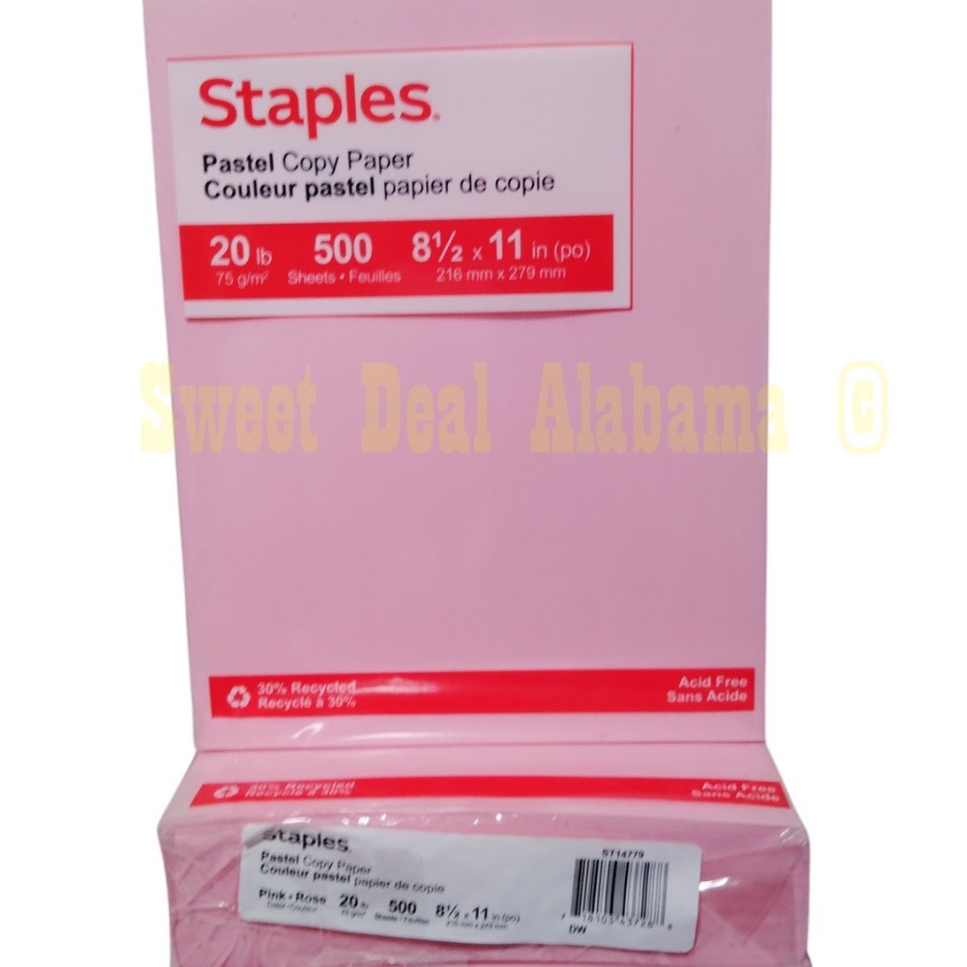 2 Reams, 1000 Pages, Staples Pastel Pink Copy Paper 8-1/2″ X 11″ No.14779