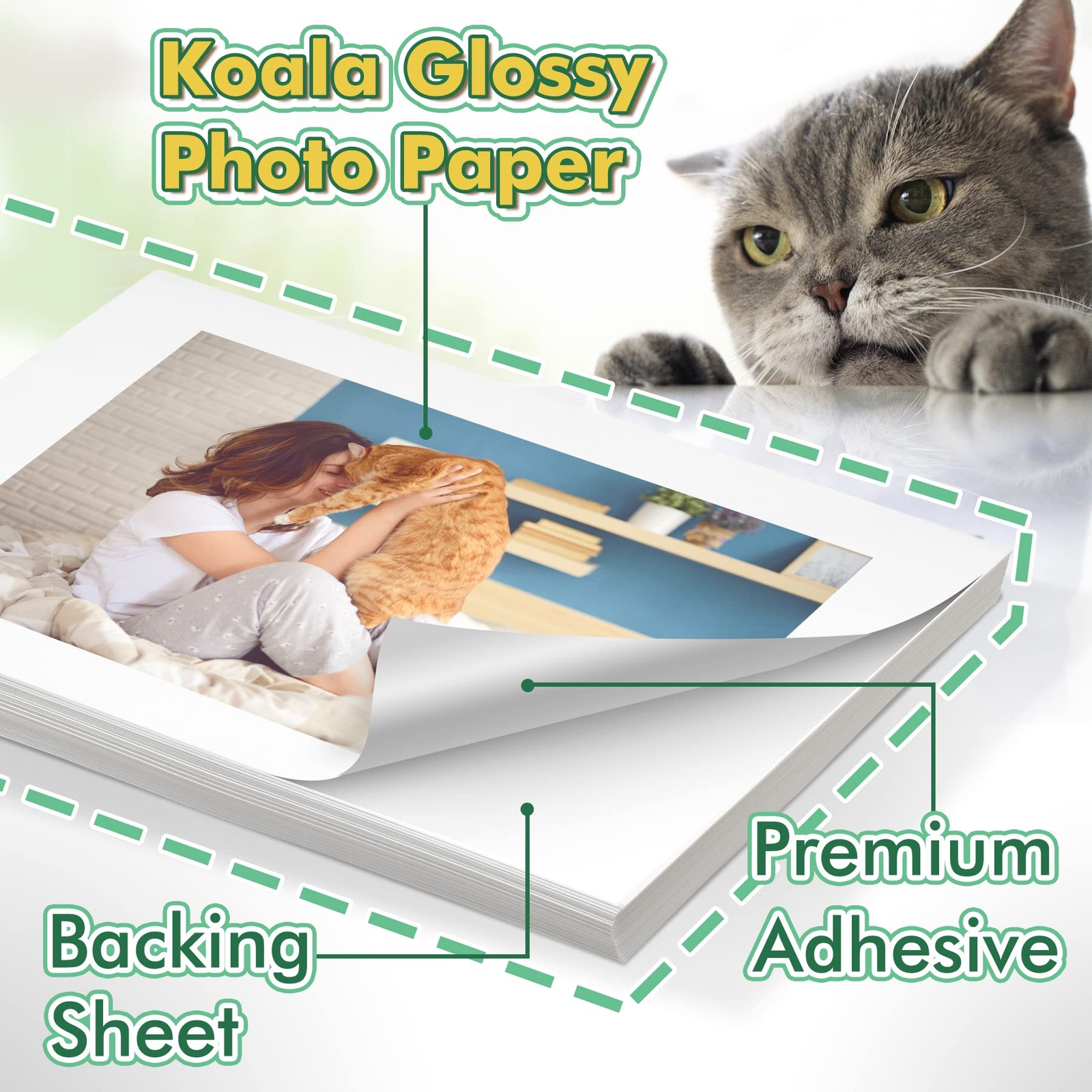 Koala Glossy Sticker Paper for Inkjet & Laser Printer, Printable Photo Sticke…