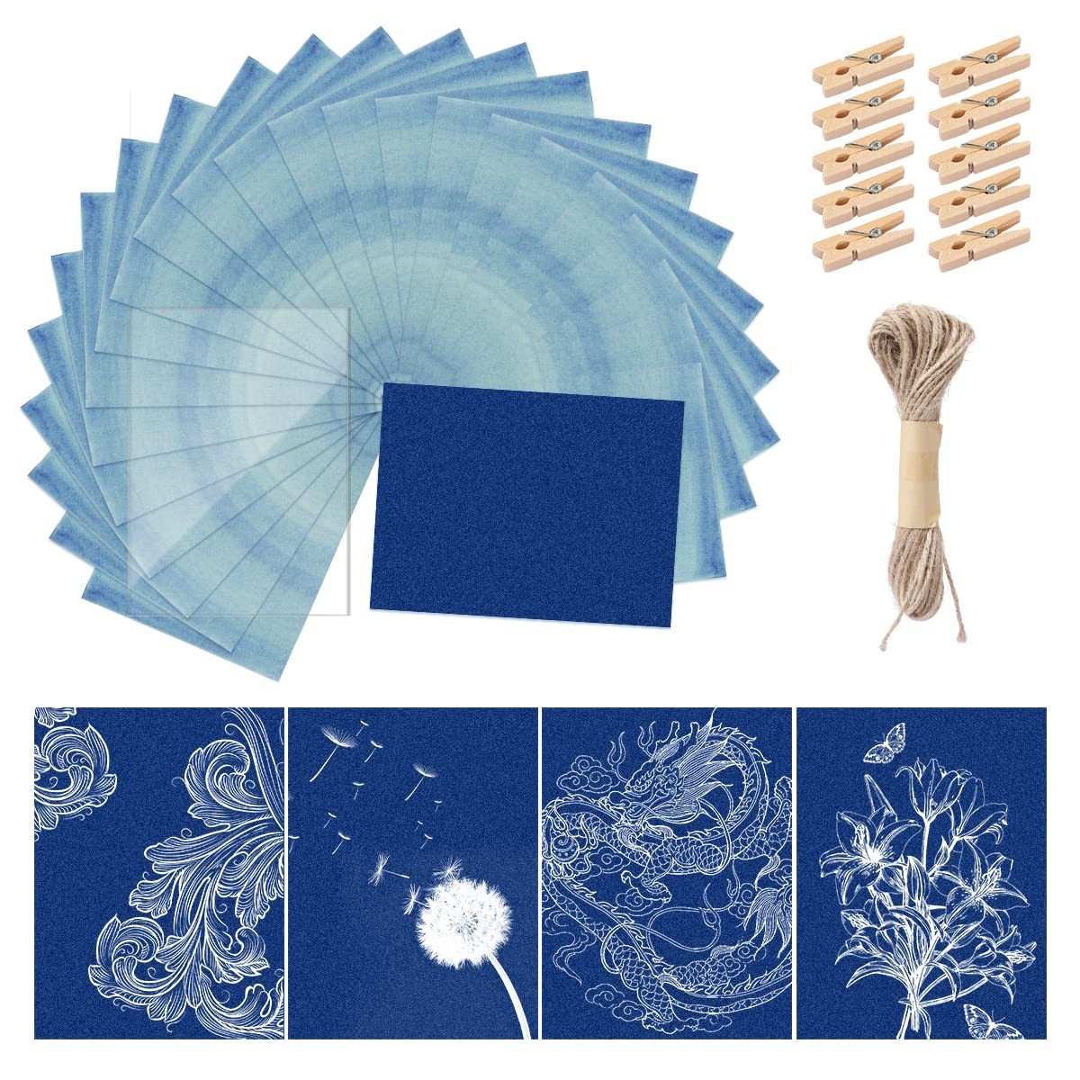 30 Pcs Sun Print Paper Kit – High Sensitivity Cyanotype Paper for DIY Arts & Cra
