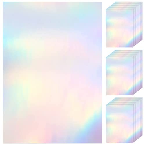 60 Sheets Holographic Laminate Sheets Clear Glitter A4 Size Vinyl Rainbow