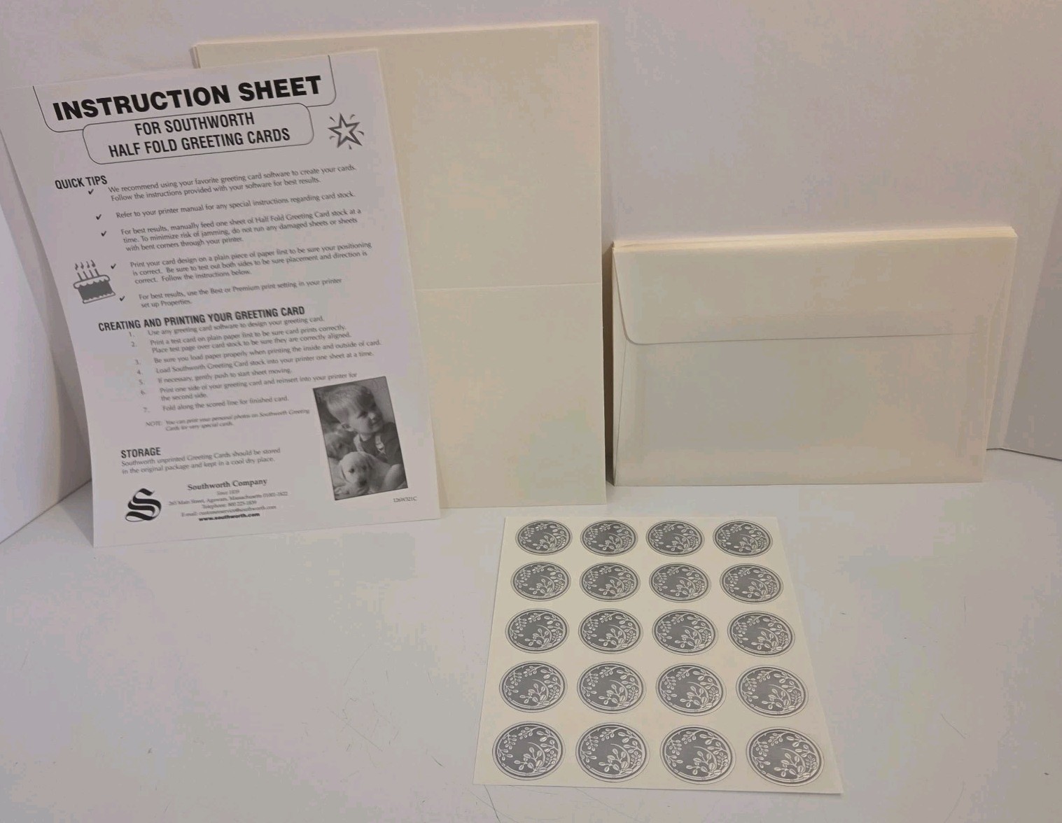 Southworth Greeting Cards & Envelopes White Heavyweight InkJet Printer OPEN READ