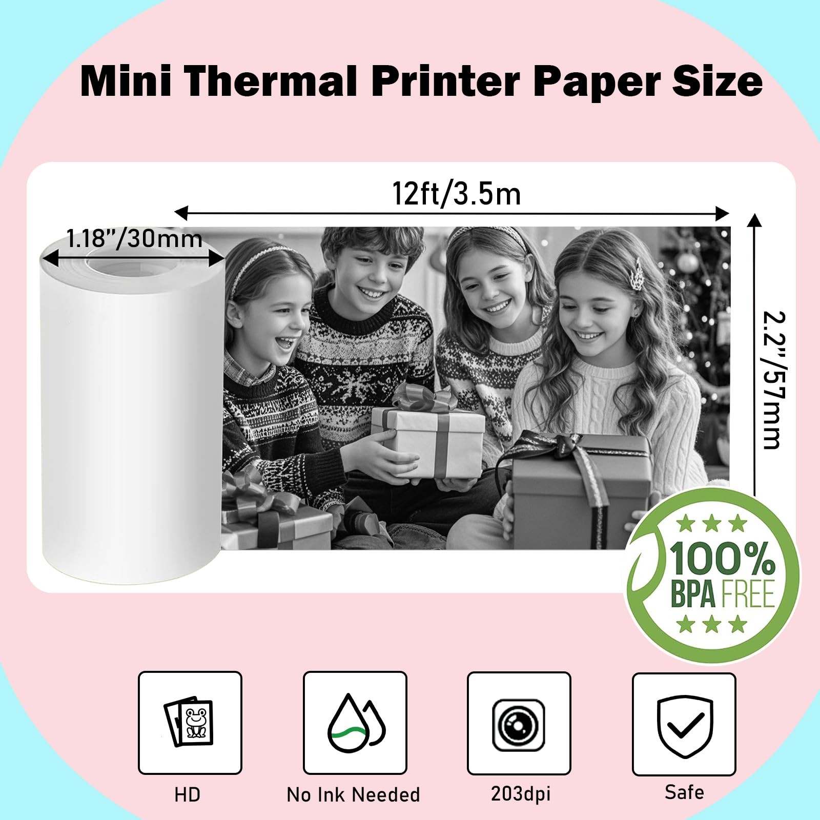 10 Rolls 57mmx3.75m Thermal Printer Paper, Mini Thermal Printer Paper, inkles…