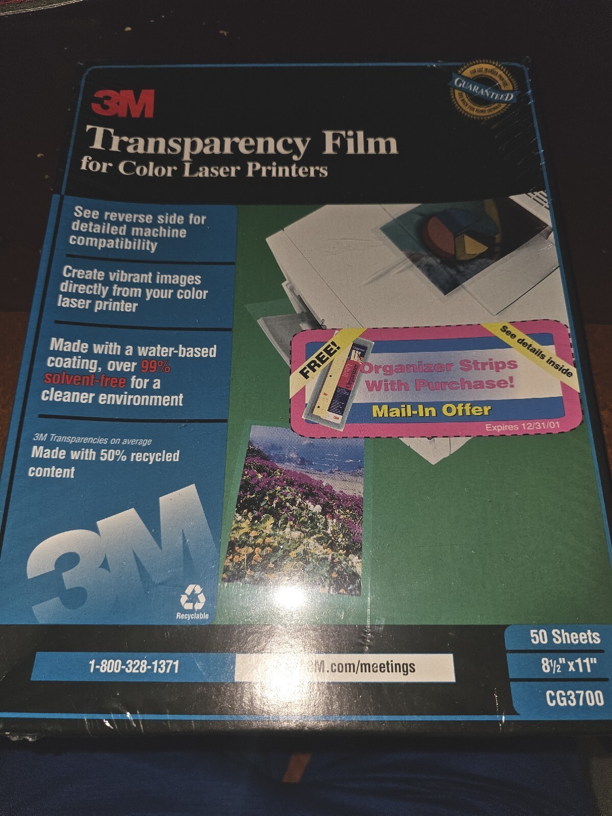 NEW 3M Transparency Film For Color Laser Printers HP CG3700 50 Sheets 8.5″ x 11″