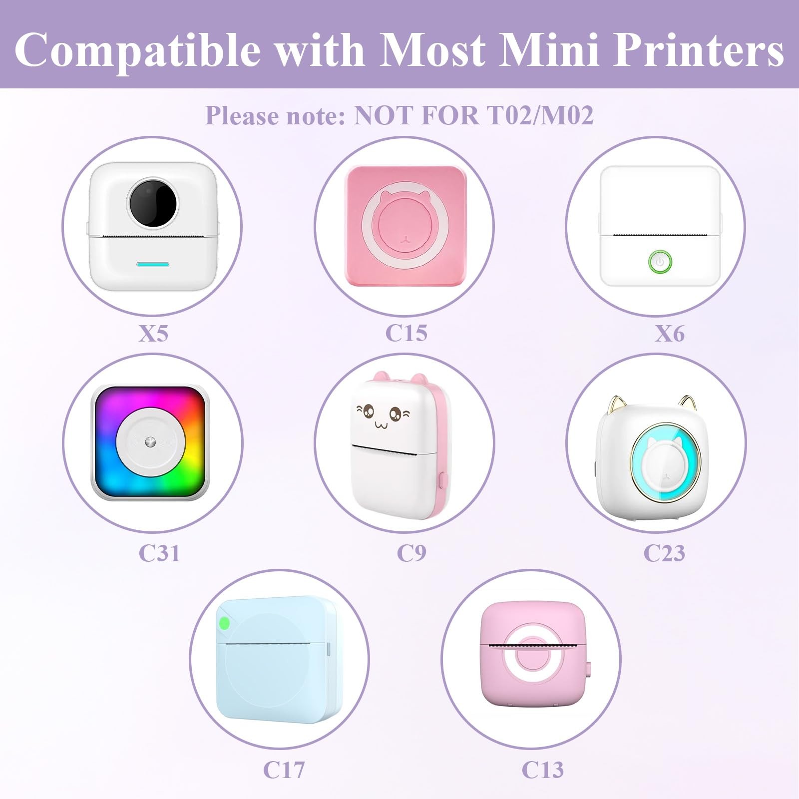 40 Rolls Mini Printer Thermal Sticker , -Adhesive Thermal Printer 20 Rolls of…