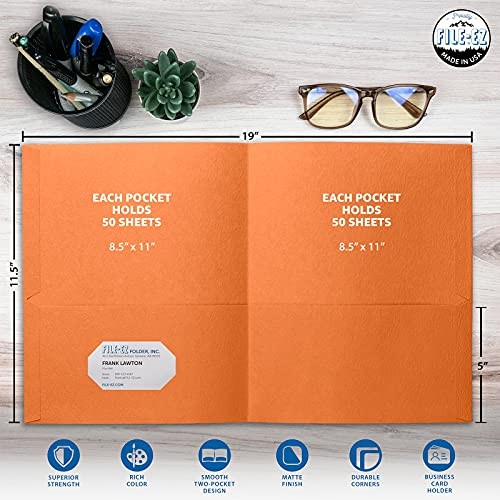Two-Pocket Folders, 125-Pack, Textured Paper, Letter Size 125 Folders Orange