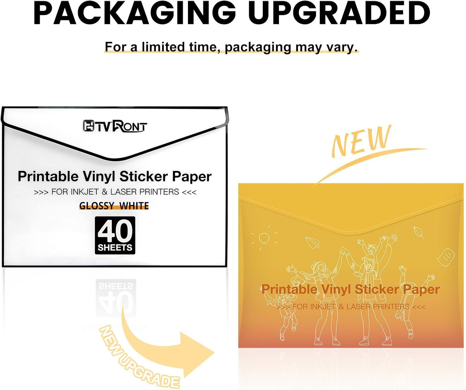 Printable Vinyl for Inkjet Printer & Laser Printer – 40 Pcs Glossy White Waterpr