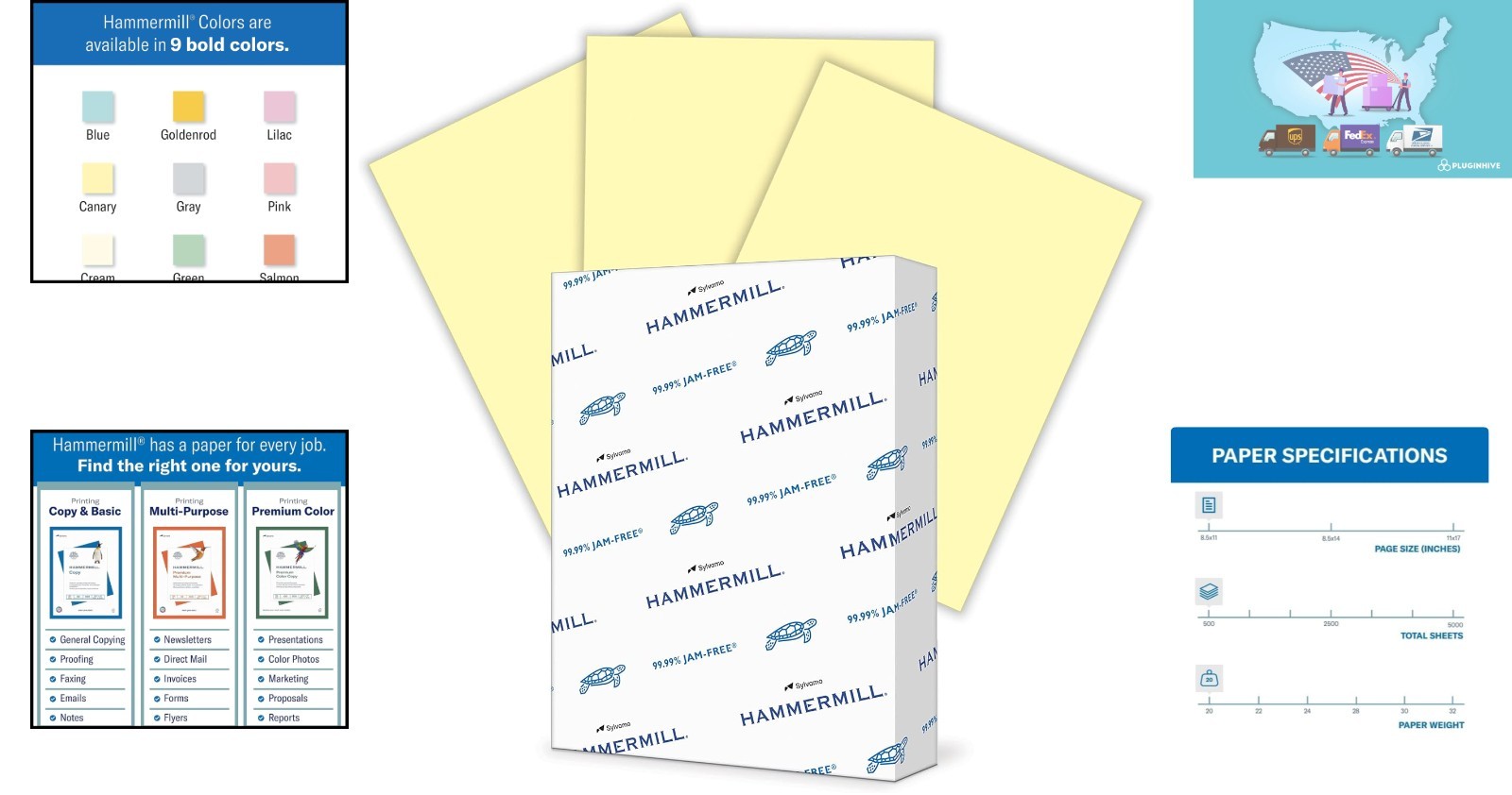 Dependable 20 lb Colored Printer Paper, 8.5×11 – 500 Sheets, 30% Recycled Fiber