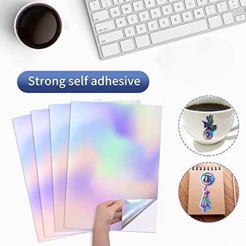 50 Sheets Holographic Sticker Paper 8.5 x11 inch for 50 × Holographic Rainbow