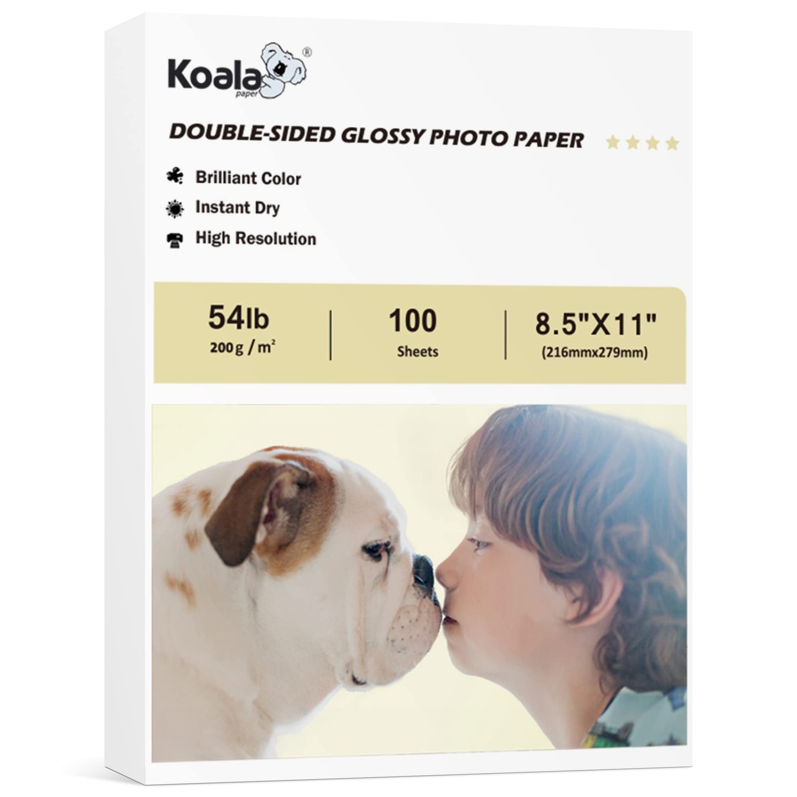 Koala Double Sided Thick 54lb 200gsm Glossy Menu Inkjet Paper 8.5×11 100