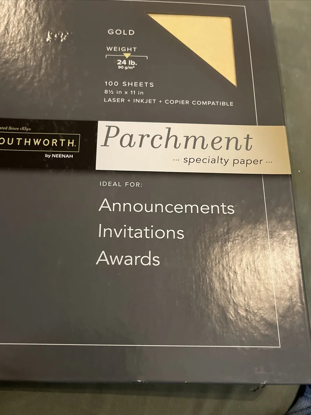 Southworth Parchment Specialty Paper, 24 Lb, 8.5 X 11, Gold, 100/Pack. New Pack