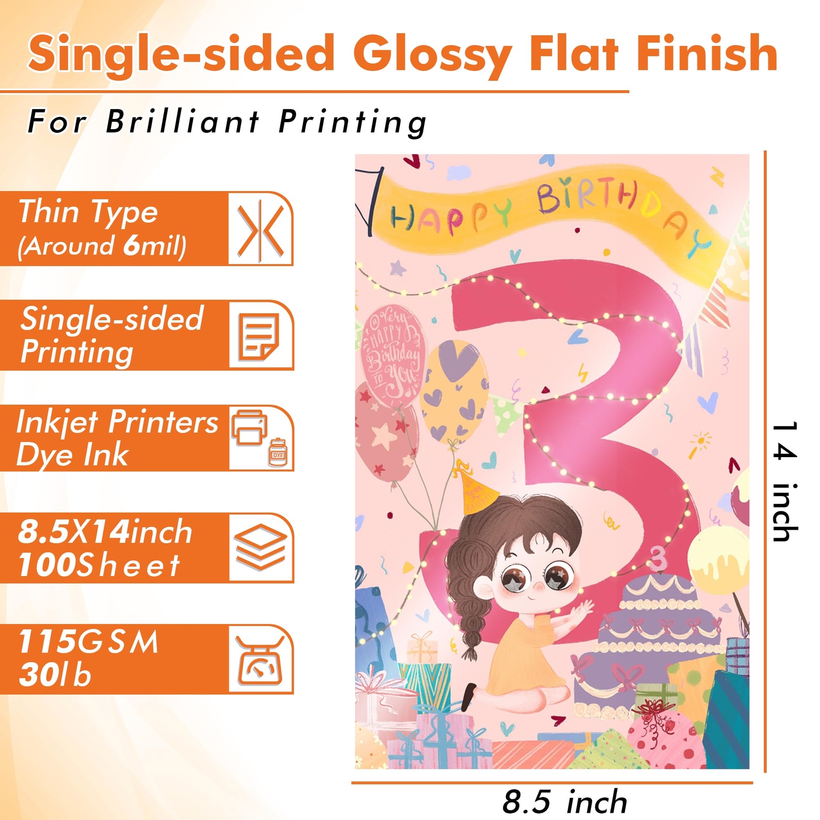 100 Sheets Koala Glossy Thin Inkjet Paper 8.5X14 Inches 30LB Legal 115gsm
