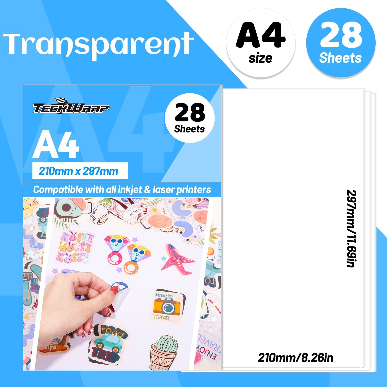 Clear Printable Vinyl Sticker Paper for Inkjet Printer, Clear Paper Laminatin…
