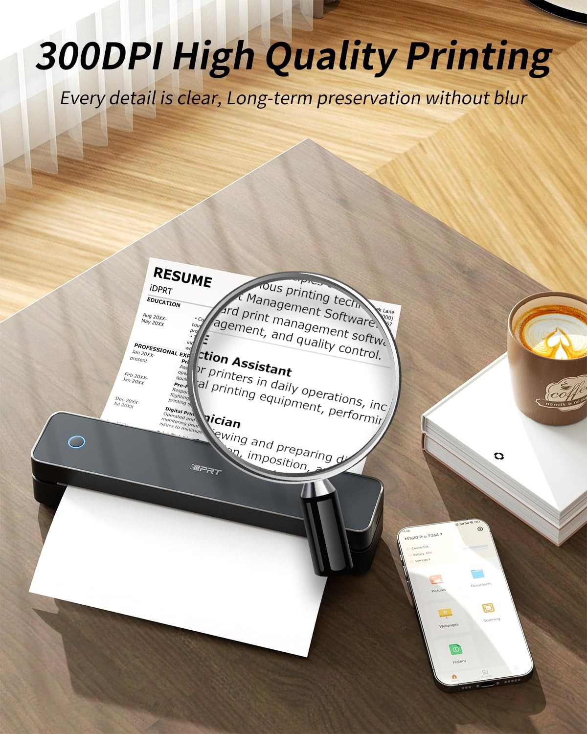 iDPRT Portable Thermal Printer, MT610 Pro Wireless for Travel, mini, Black