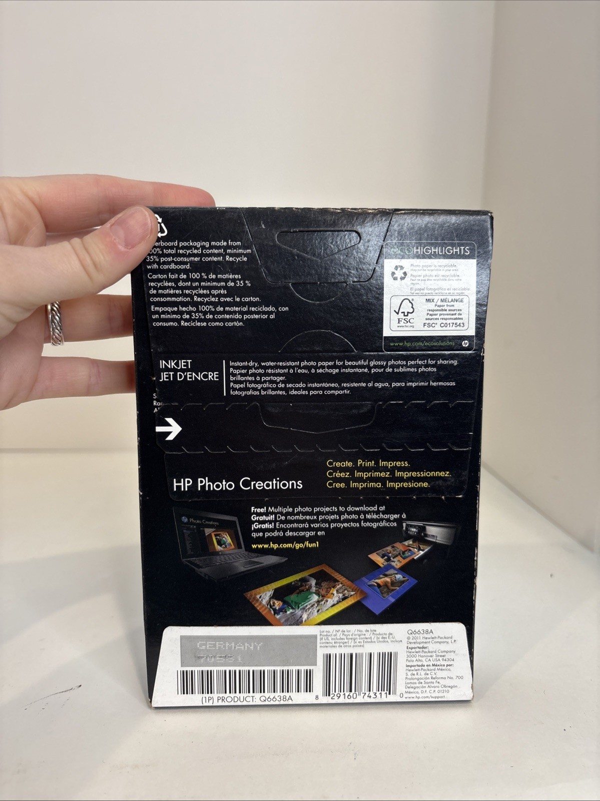 HP Advanced Photo Paper, Glossy, 4×6 in, 100 sheets (Q6638A) NEW