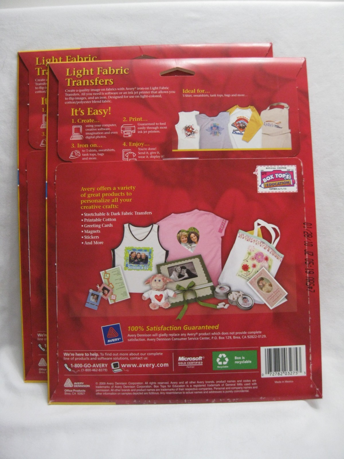LOT: Avery 3275 Inkjet T-shirt Transfers iron-on 8.5″ x 11″ for Light fabric