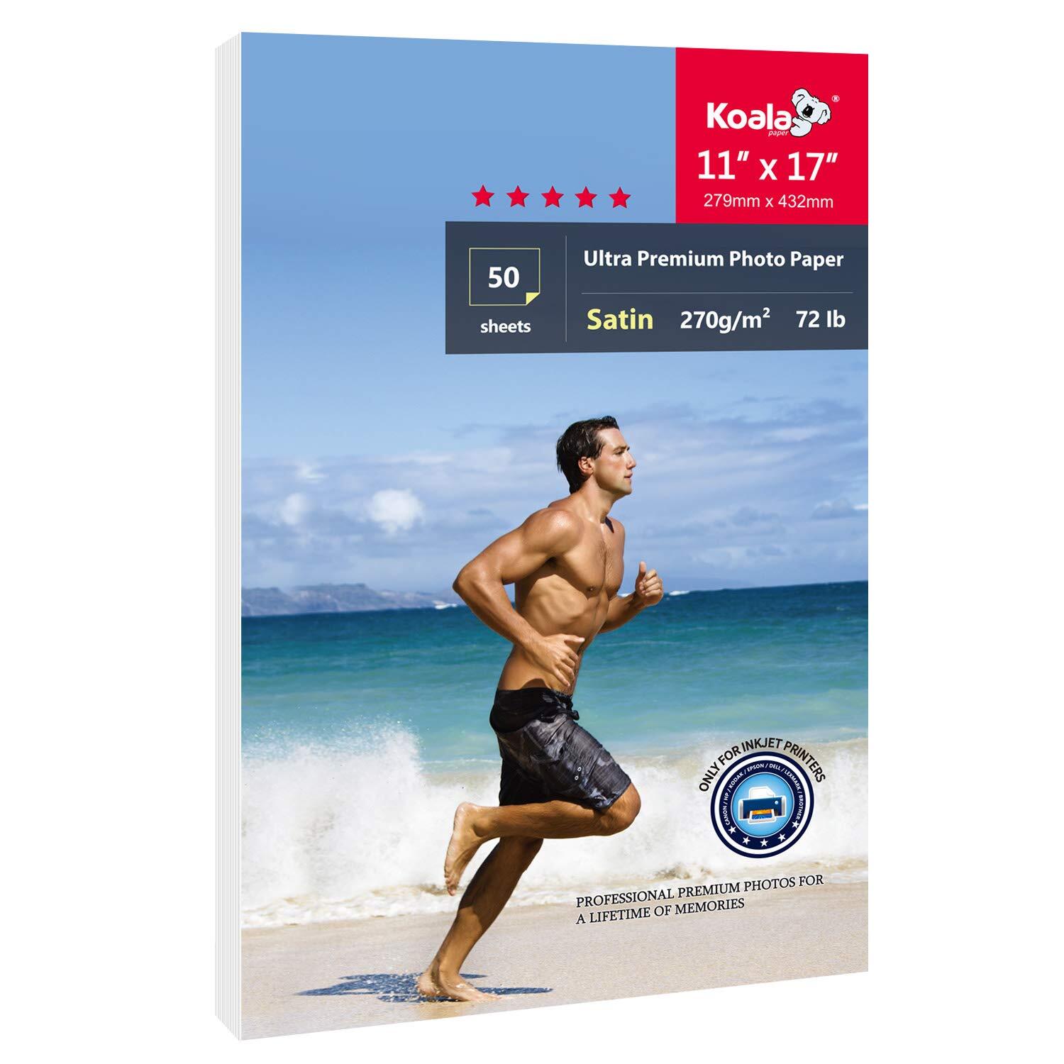 11x17in Koala Ultra Premium Satin Photo Paper 50 Sheets 72lb for Inkjet