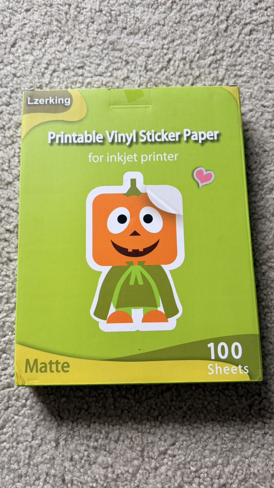 Lzerking Printable Vinyl Sticker Paper for Inkjet Printer 100 Sheets Matte White