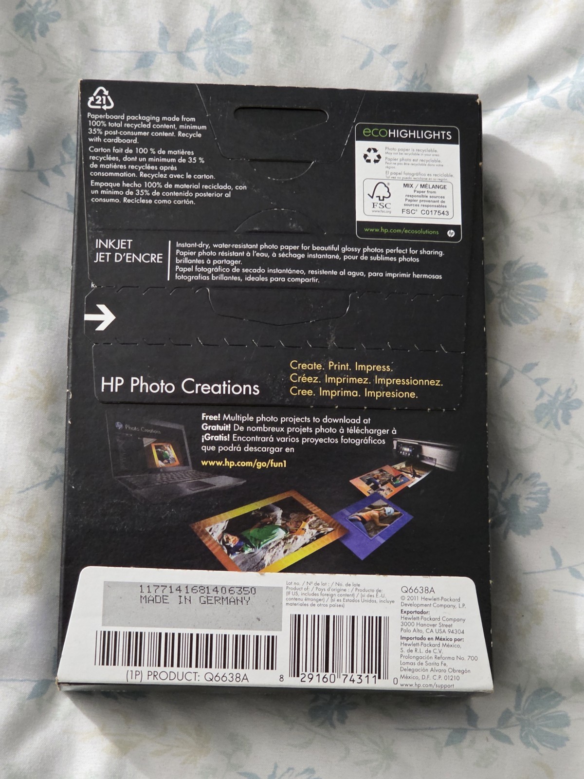 HP Advanced Photo Paper 4×6” Glossy 100 Pack NEW. Works with All Injet Printers