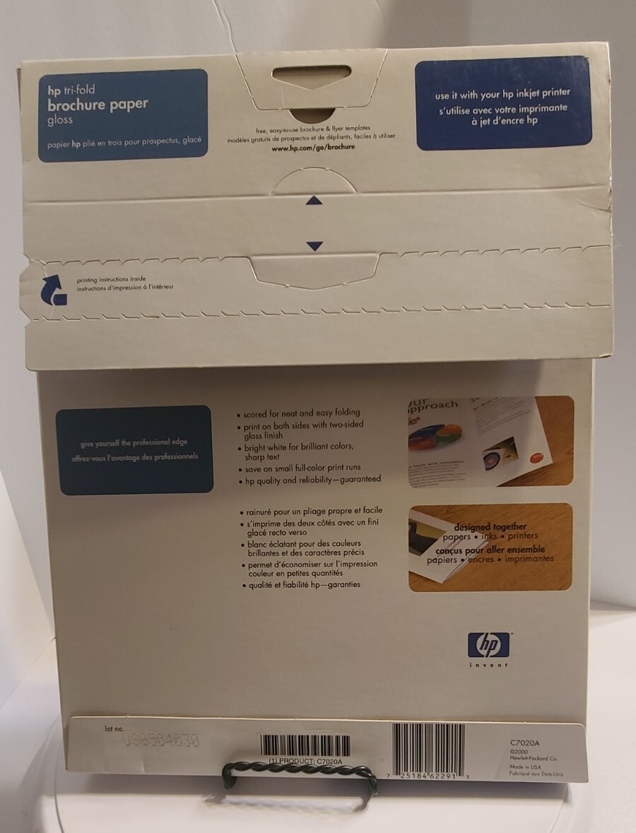 Open Box HP Trifold Glossy Brochure Paper C7020A Inkjet 100 Sheets Complete