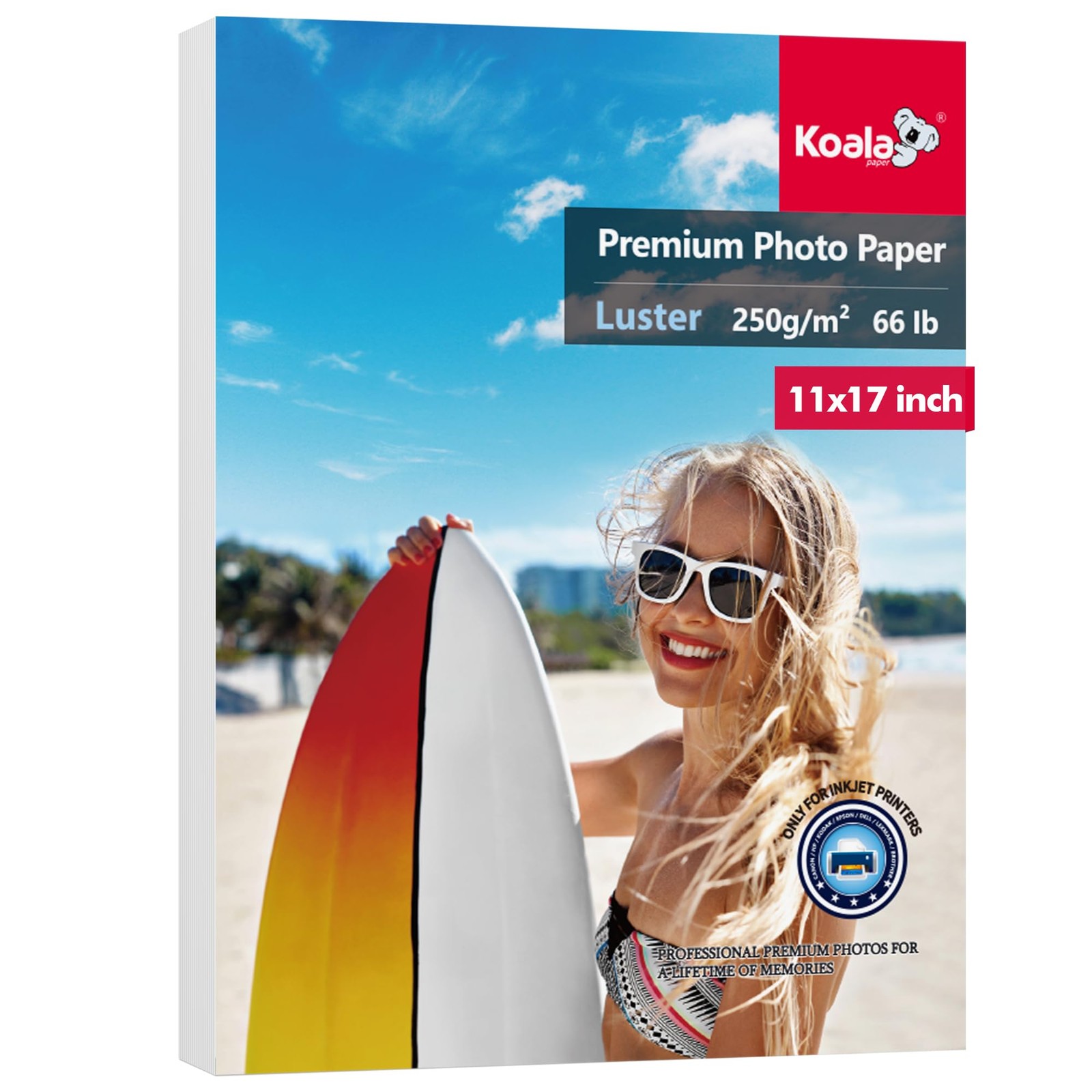 Koala Premium Luster Photo Paper 11×17 Inch Printer Inkjet 66lb 50 Sheets