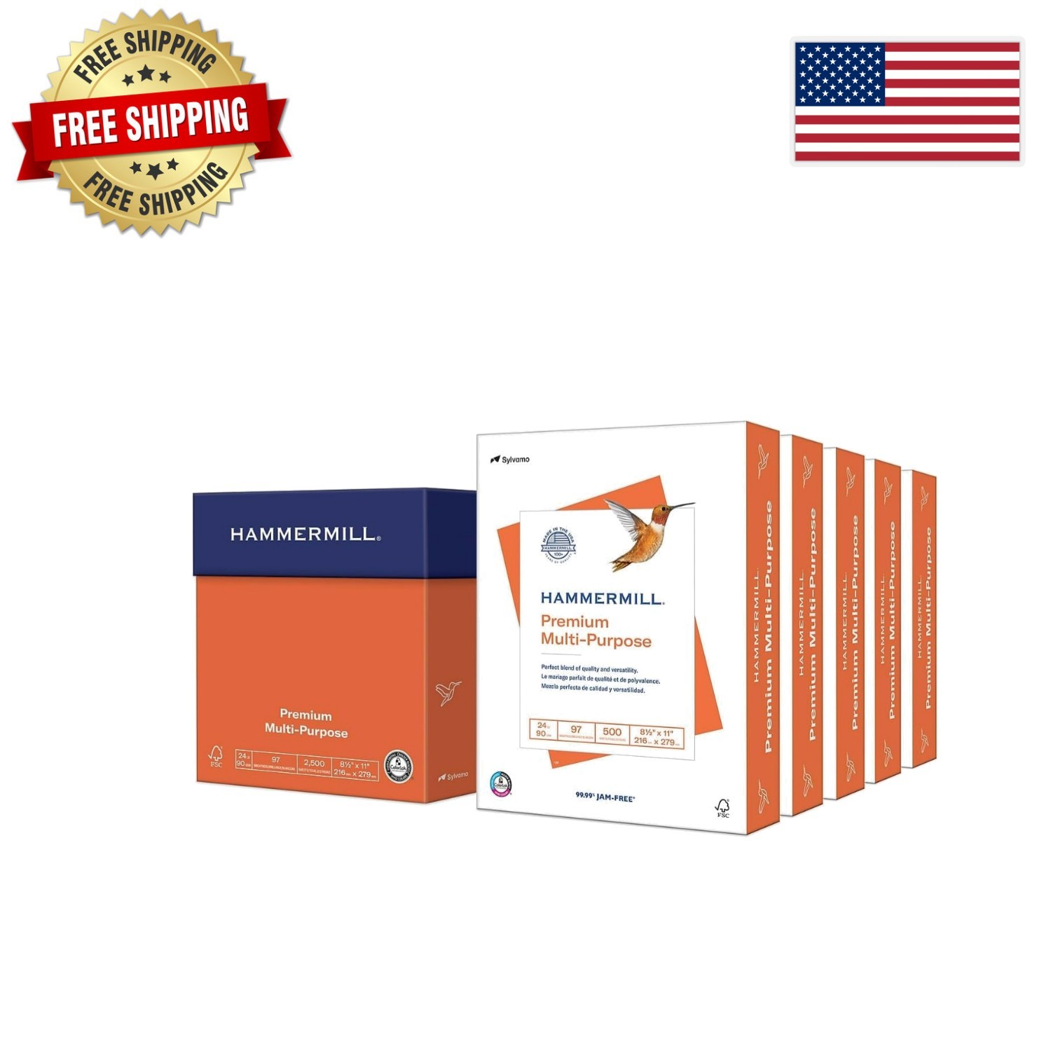Sustainable 24 lb Printer Paper – 97 Bright, 2500 Sheets, Made in USA