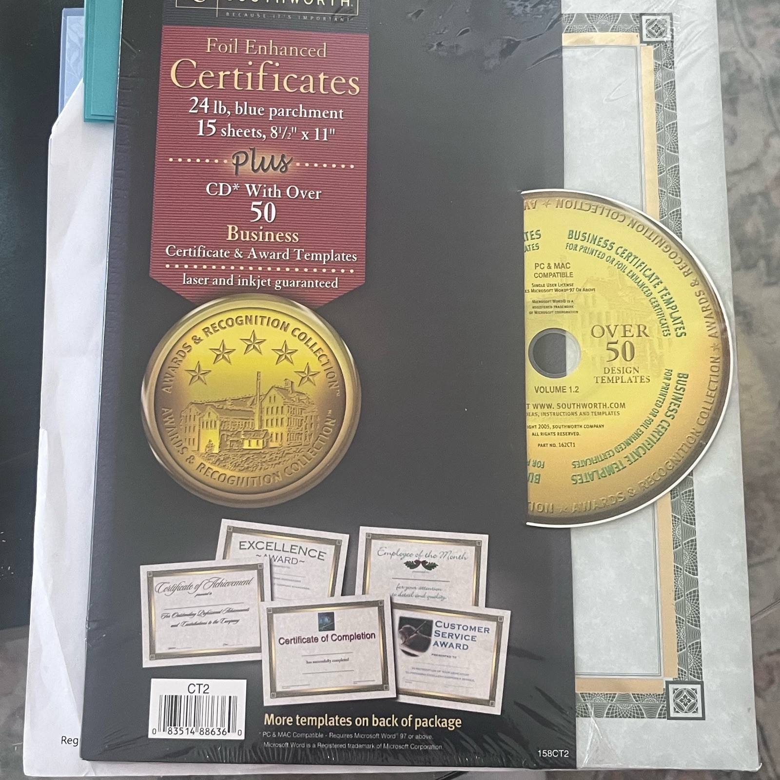 Southworth Parchment Paper w/ CD Business Certificate Award Templates Sealed