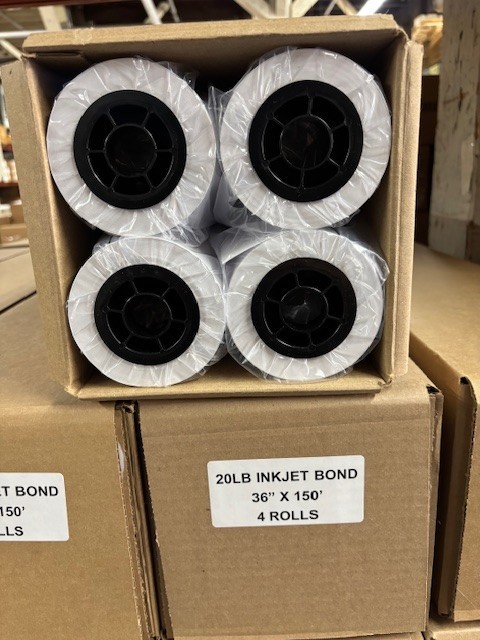 4 ROLLS 36” X 150′ 20LB Bond HP DesignJet Plotter Paper