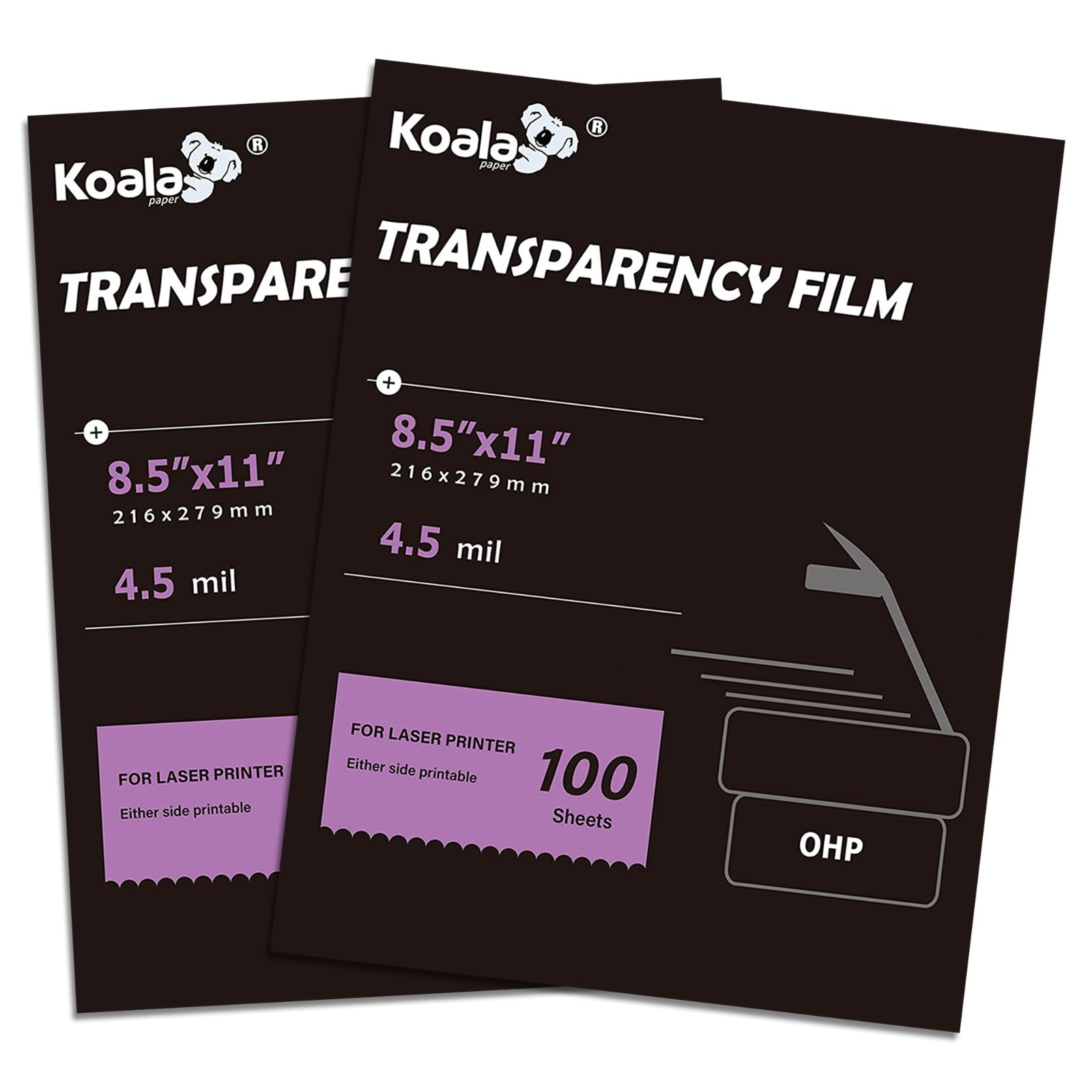 Koala Transparency Film 8.5×11 200 Sheets Clear Film for Laser Printer + Copier