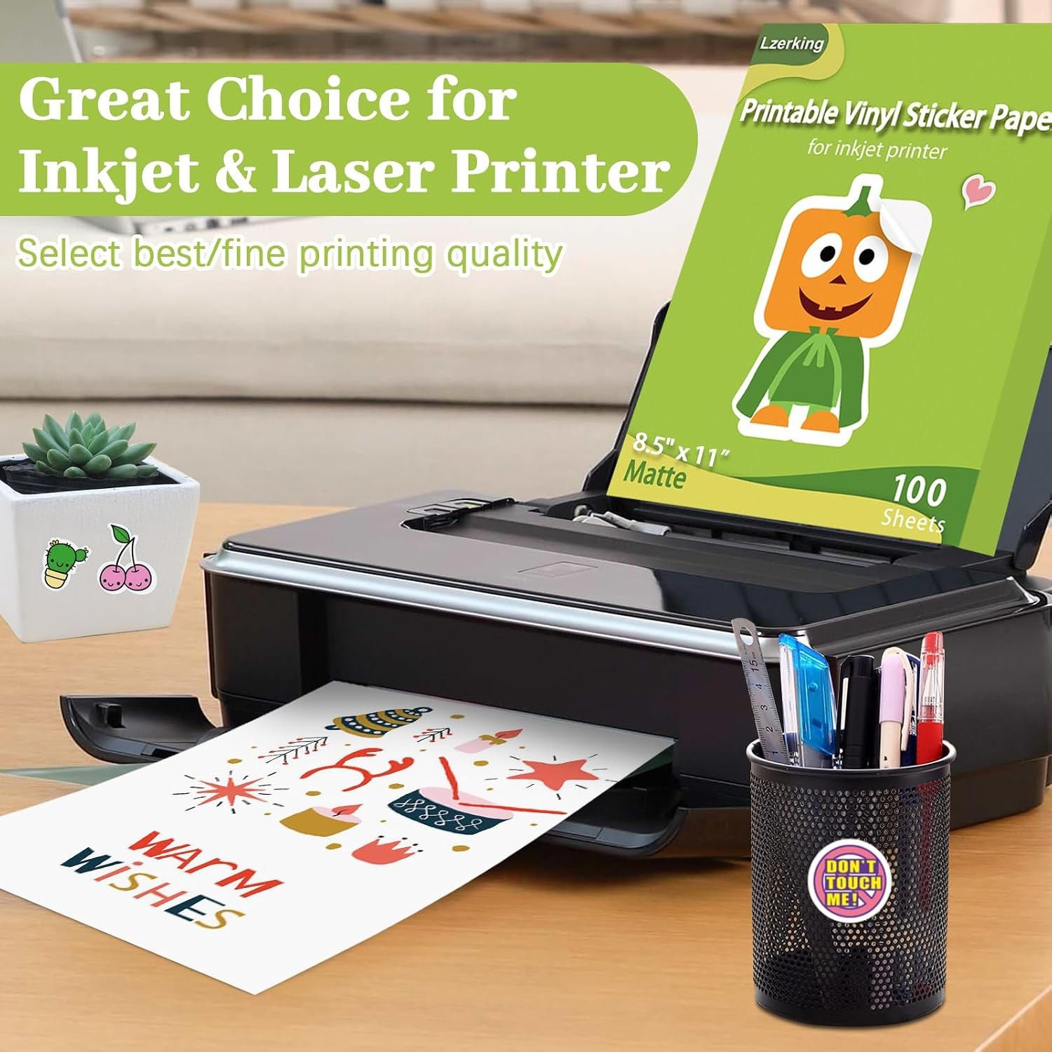 Premium Printable Vinyl for Inkjet Printer Sticker Papers 200 Matte 8.5’’x11’…