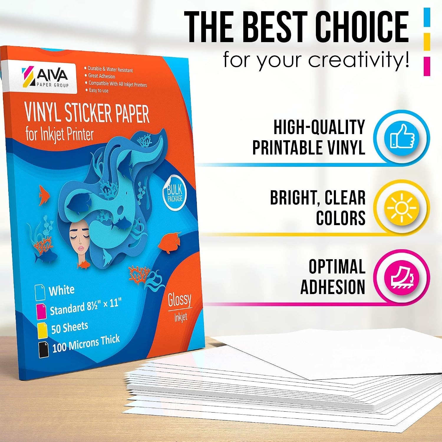 Printable Vinyl Sticker Paper – Waterproof Decal Paper for Inkjet Printer – 5…
