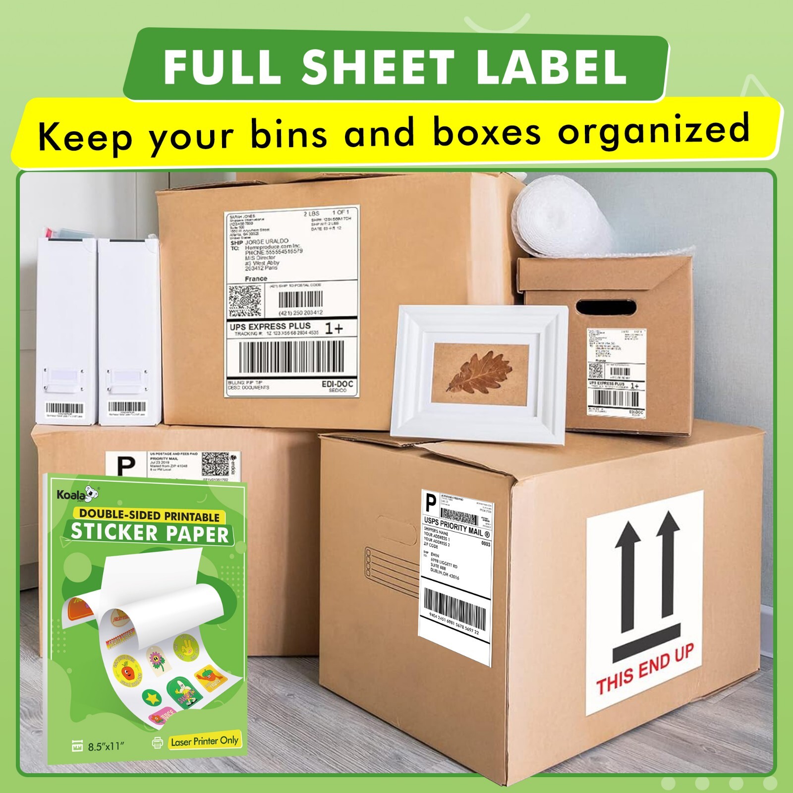 Lot Koala Double-sided Printable Full Sheet Shipping Labels 8.5×11 for Laser