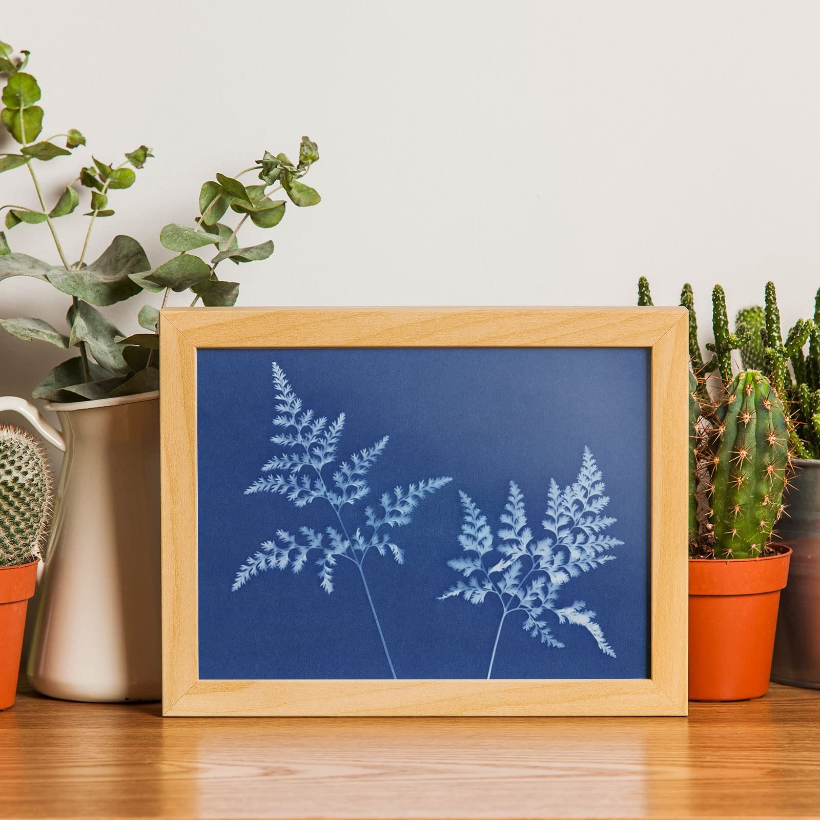 AIQINHU Sun Print Paper Cyanotype Paper Kit, 32 Sheets Sun Art Paper with 1 Plas
