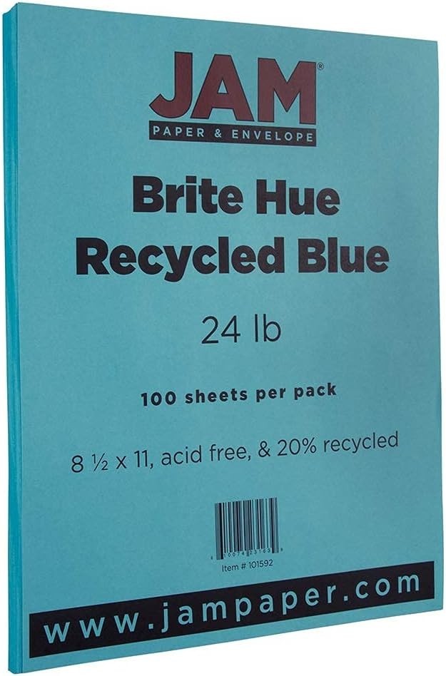 Bright Blue 24lb Smooth Paper – 50 Recyclable Sheets for Invitations & More