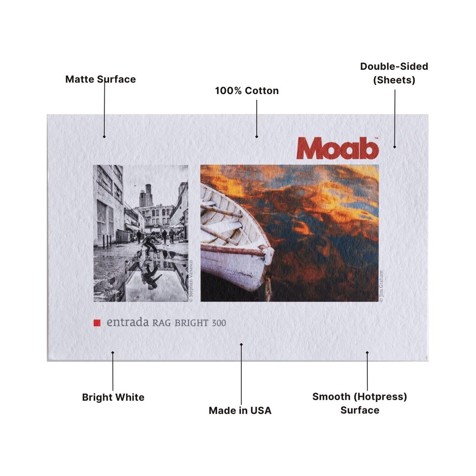 Moab Entrada Rag Bright 300, 100% Cotton Fine Art Archival Inkjet Paper, 2-Si…