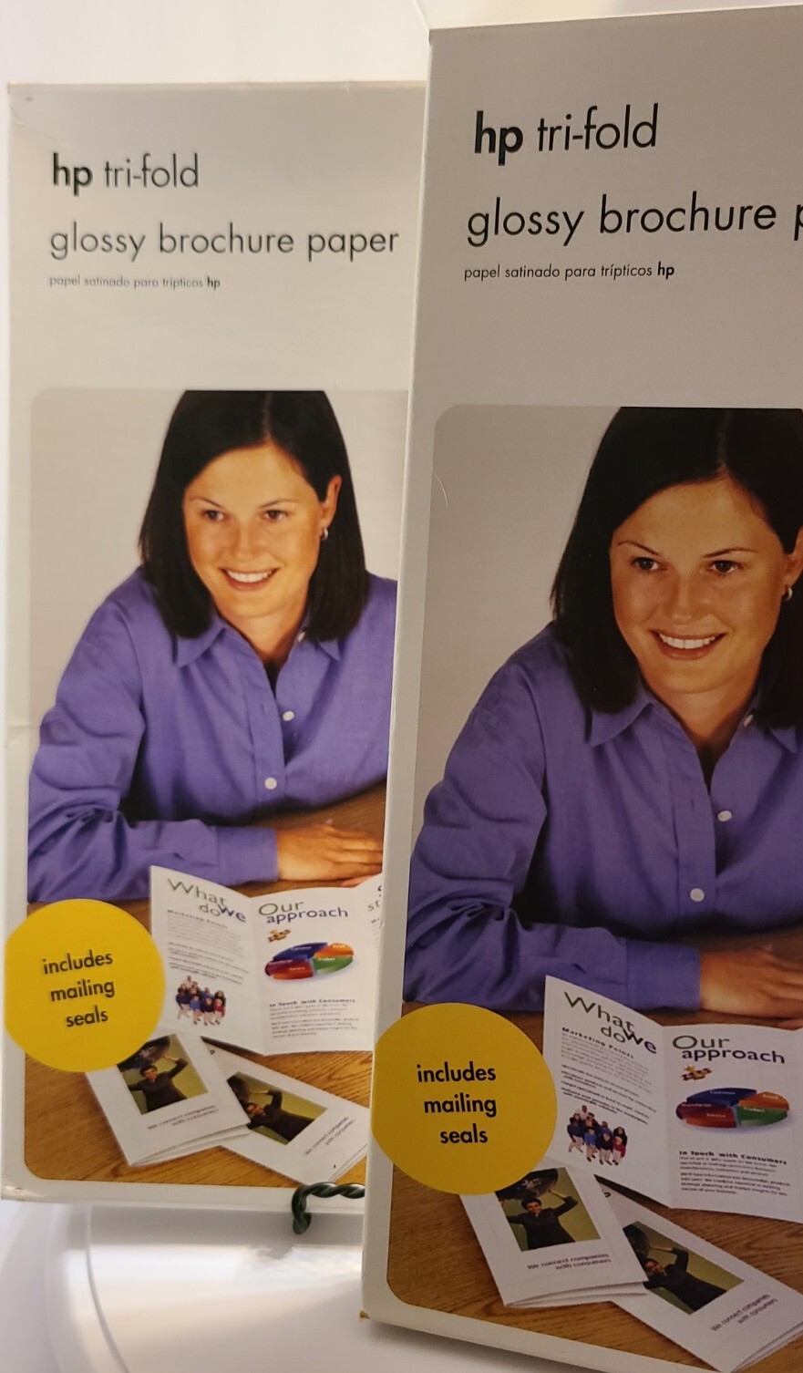 New HP Trifold Glossy Brochure Paper C7020A Inkjet Mailing Seals Lot Of 2