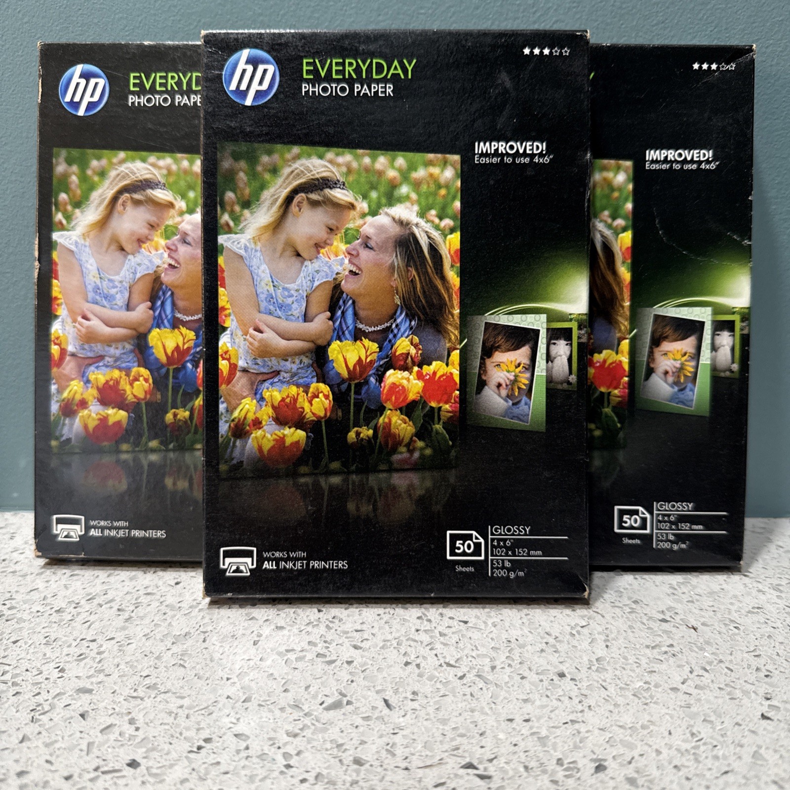 HP Everyday Photo Paper 3 Packs 50 Sheets Each, Glossy 4 x 6″ 102 x 152 mm