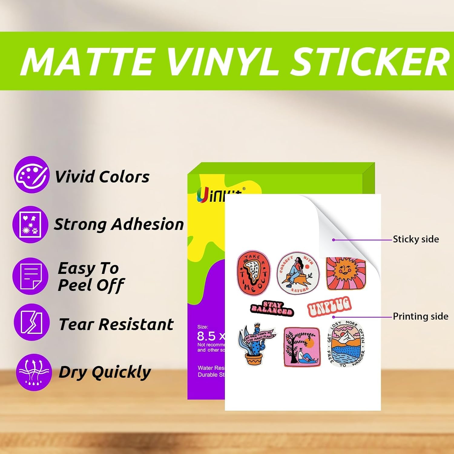 105 Sheets Printable Premium Matte White Vinyl Sticker Paper for Inkjet