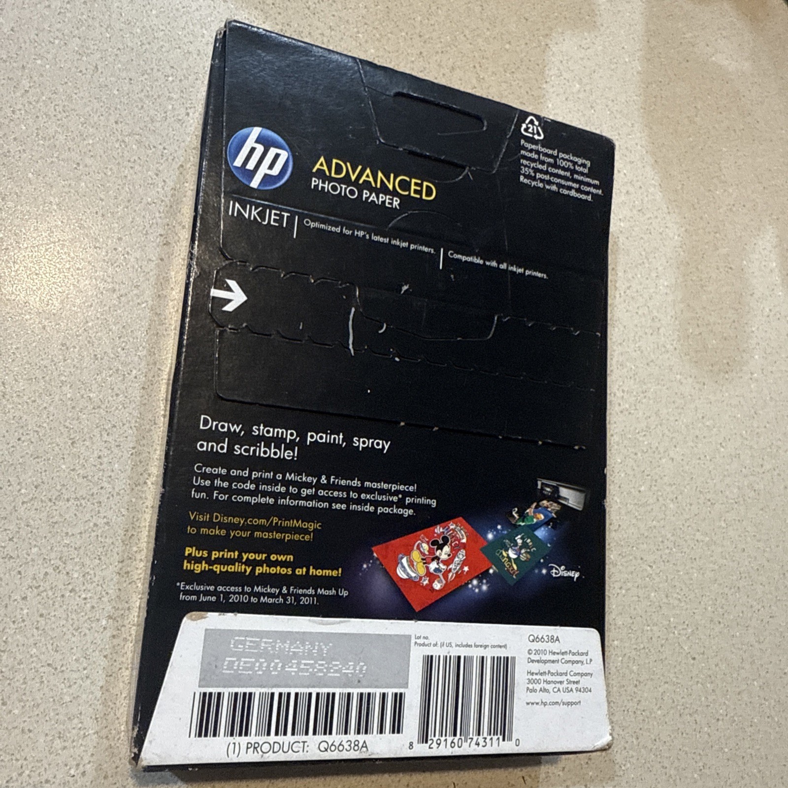 Hewlett Packard Q6638A 4 x 6 inch Glossy Printer Paper – 100 Sheets
