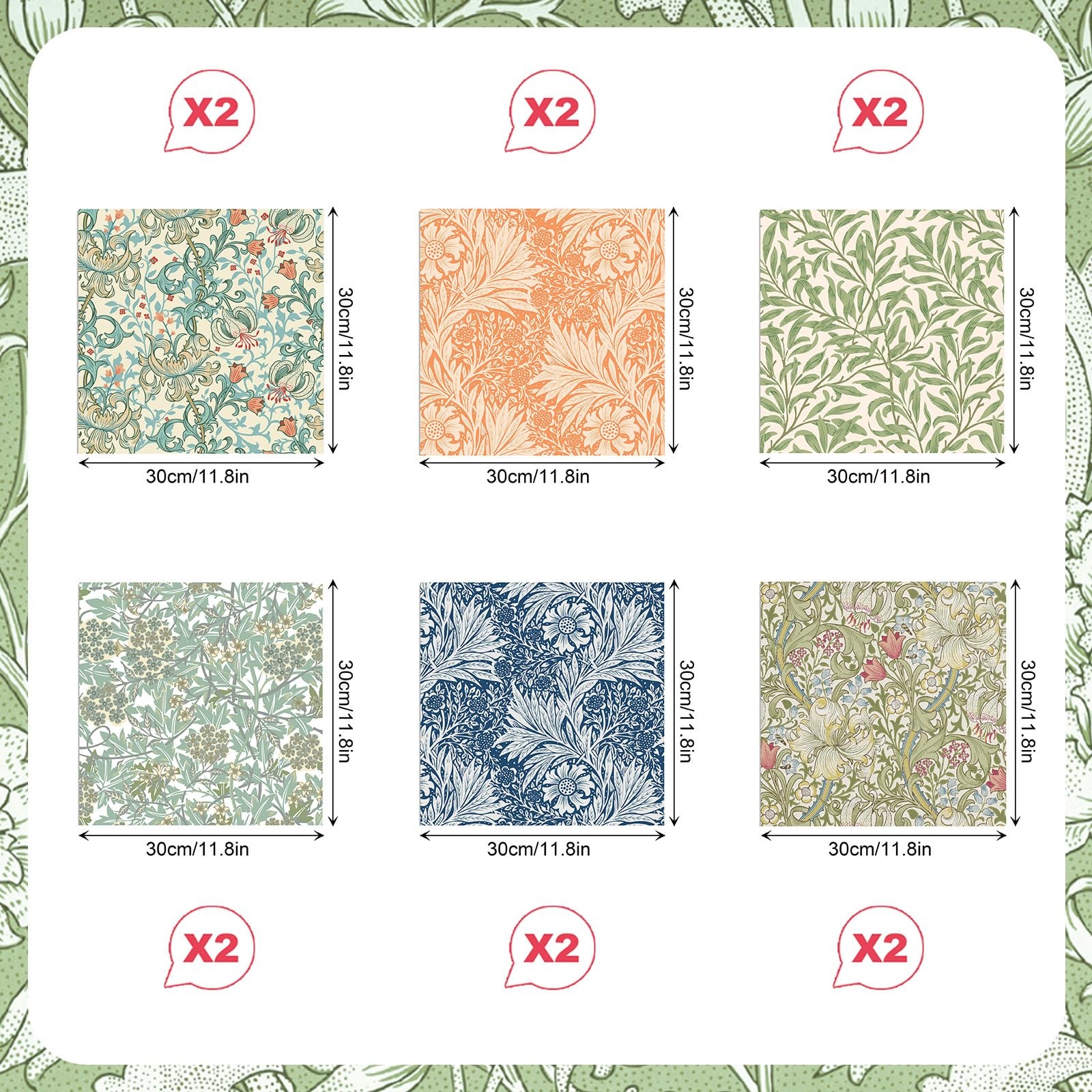 24 Sheets Double Sided Retro Floral Scrapbook Paper, Design Paper Theme Paper…