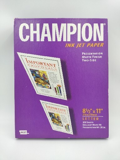Champion Ink Jet Paper Matte Finish 2 Side Weight .28 lbs 8 1/2″ x 11″