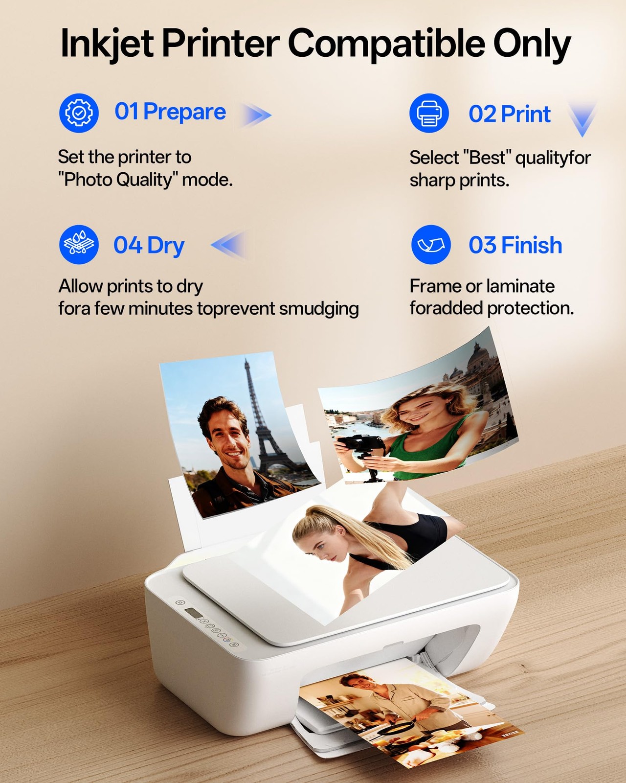 220 Sheets Thin Glossy Photo Paper 120gsm, 8.5×11 Inches Single Side Inkjet P…