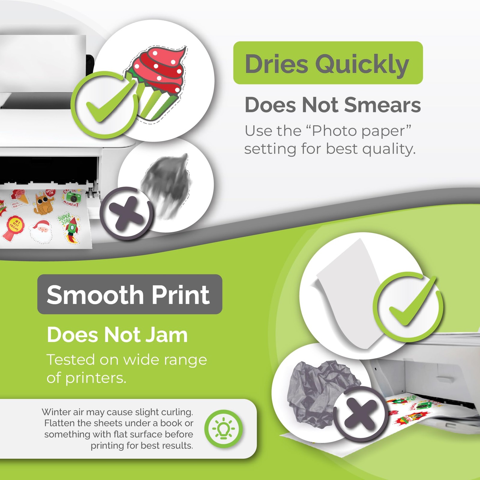 Premium Printable Vinyl Sticker Paper for Inkjet Printer – 34 Sheets Self-Adh…