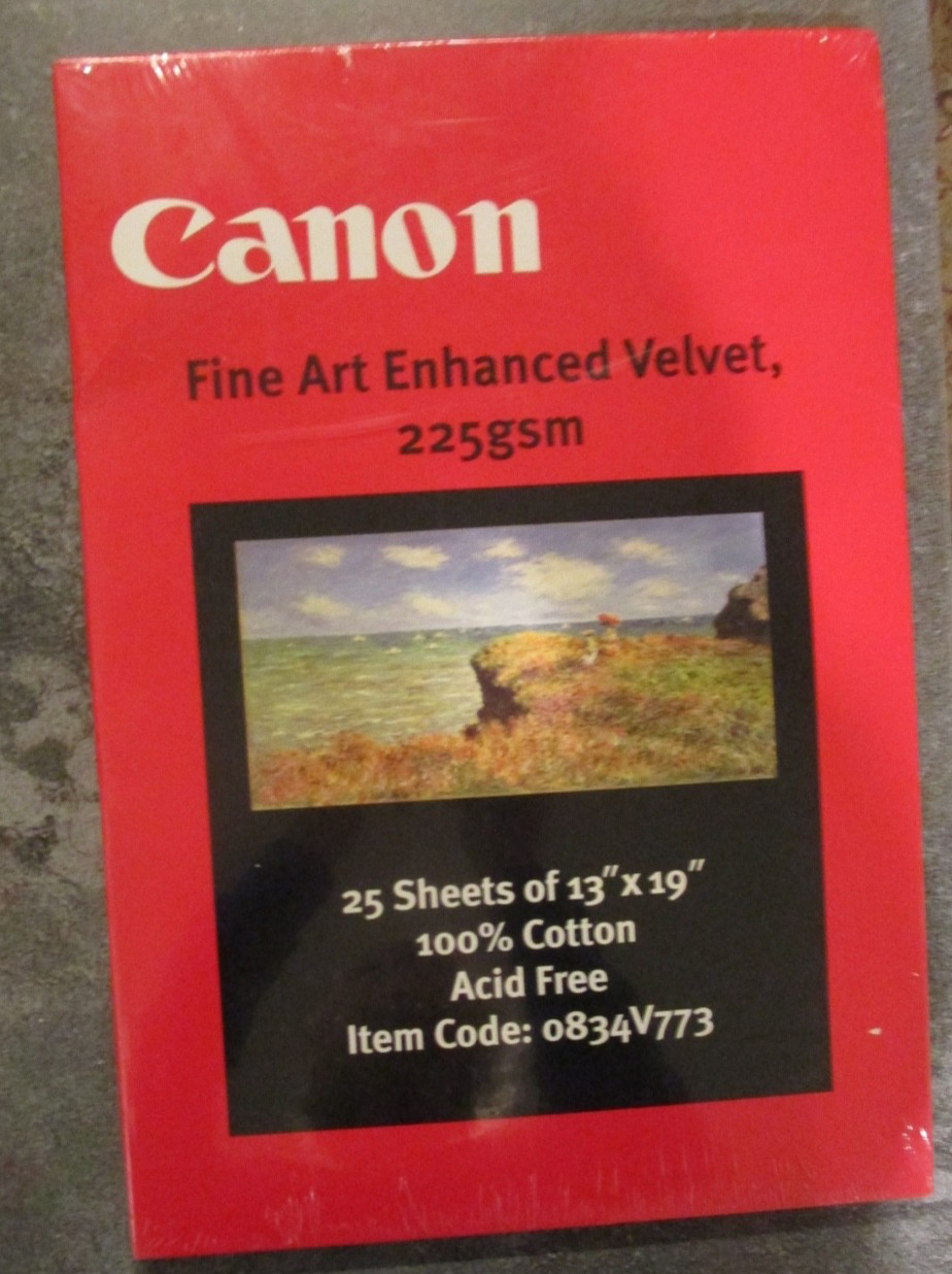 Canon Inkjet Paper 13×19 (25) 225gsm Fine Art Enhanced Velvet, #0834V773, NEW