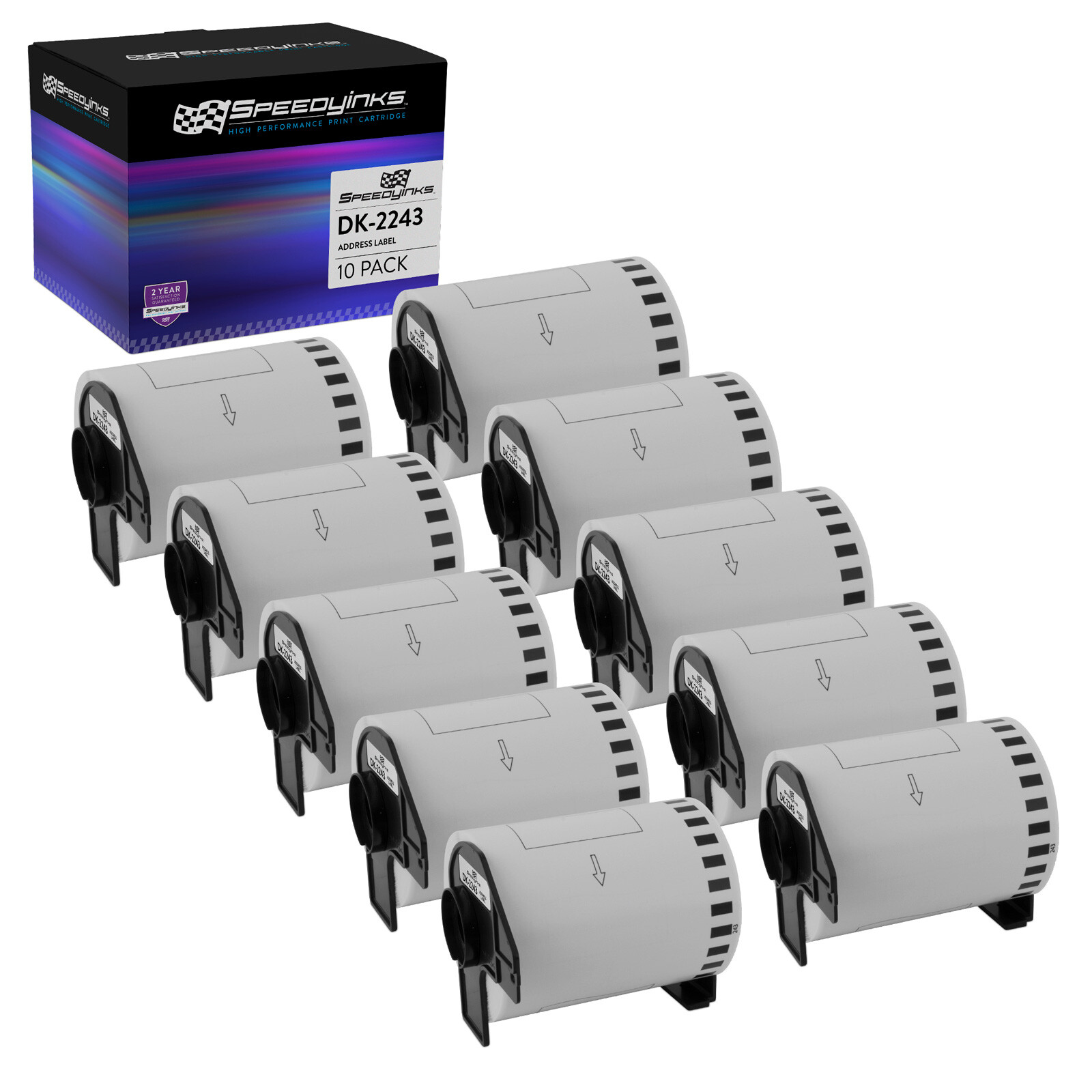 10PK Compatible Brother DK-2243 White Paper Tape – 4 in x 100 ft