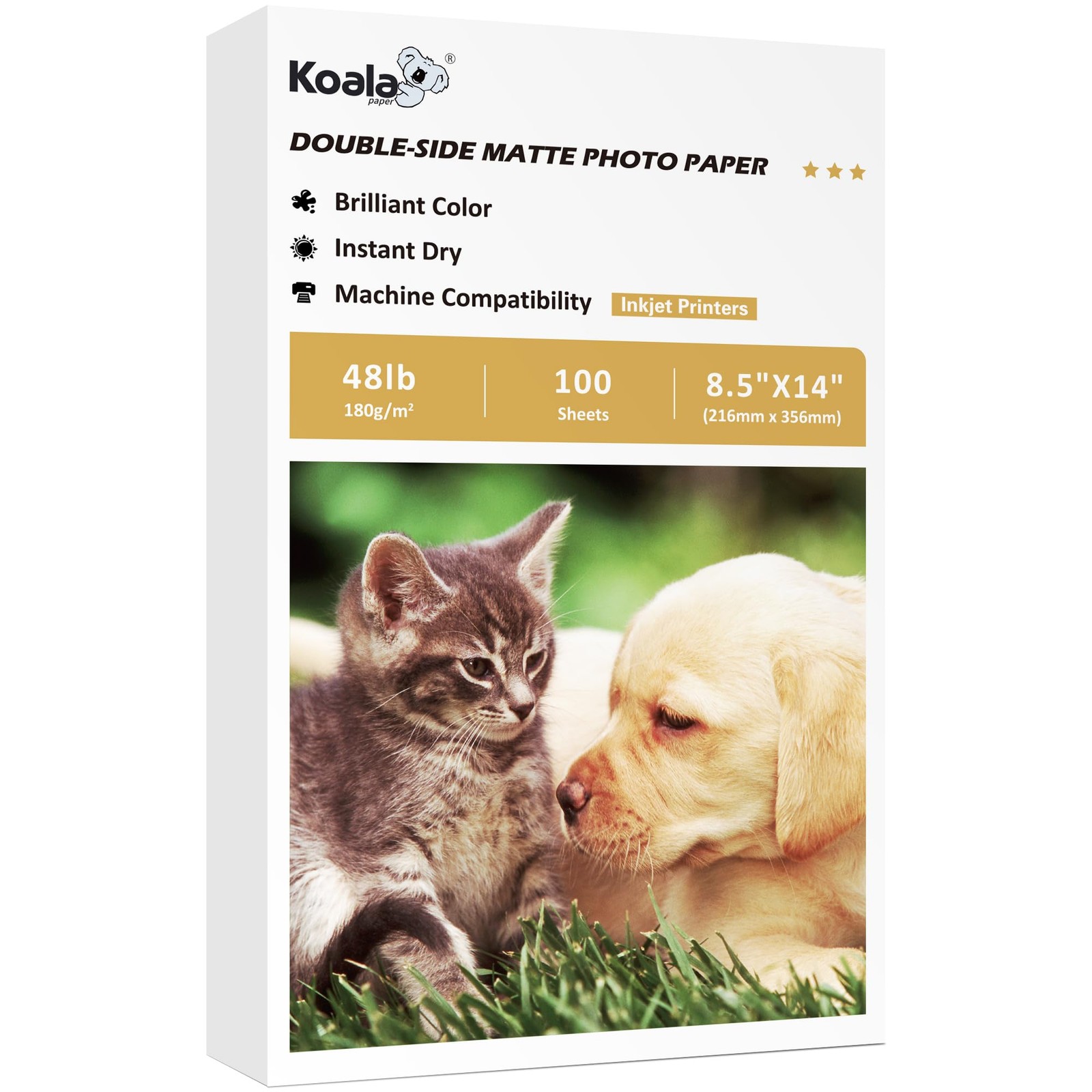 100 Sheets 8.5×14″ 48LB Koala Photo Paper Double-side Matte for Inkjet Printer