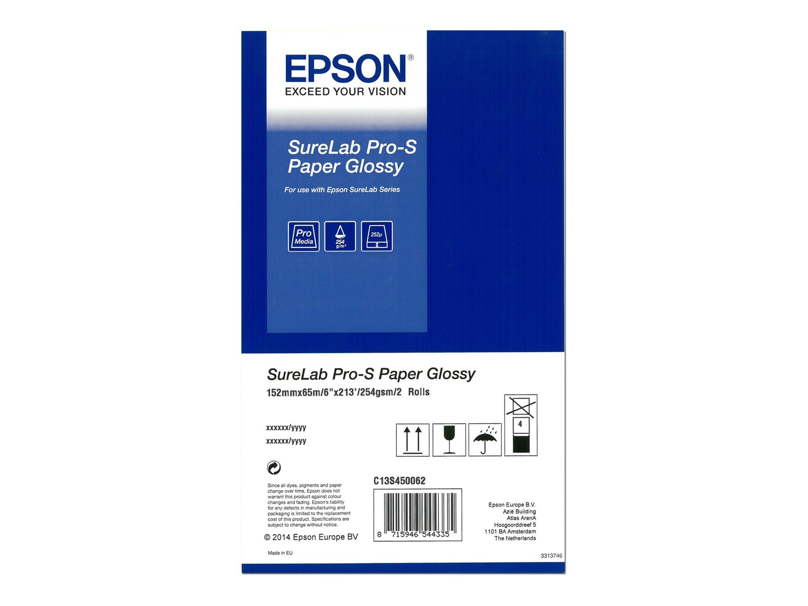 1×2 Epson SureLab Pro-S Glossy BP Card 152mm x 65m 254g C13S450062BP